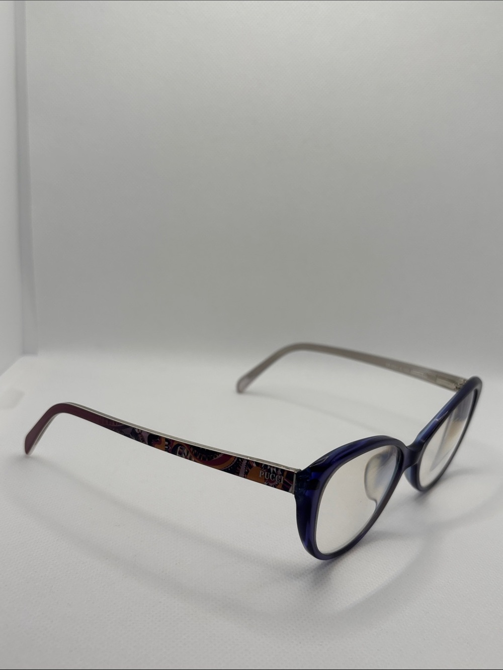 Women's Pucci Italy Cat Eye Blue Glasses Frame Kaleidoscopic design EP 5031-3 09